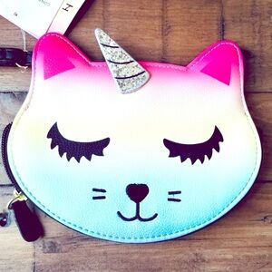 Betsey Johnson ombre cat unicorn coin purse